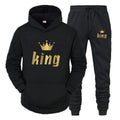 Fashion Long Sleeves KING And QUEEN Printed Hooded Suits Autumn Winter Couple Hoodie + Pants 2 - Piece - View 4 | SAMAG
