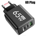 65W USB C GaN Charger 3 Ports Fast Charging Adapter 10A USB To Type C Data Cable PD USB QC3.0 Chargers for iPhone Samsung Xiaomi