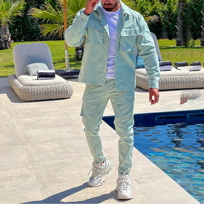 Fashion Men's Casual Sets Male Trend Streetwear Long Sleeve Jacket Coat+Leggings Pants Sport 2 Pieces New - View 6 | SAMAG