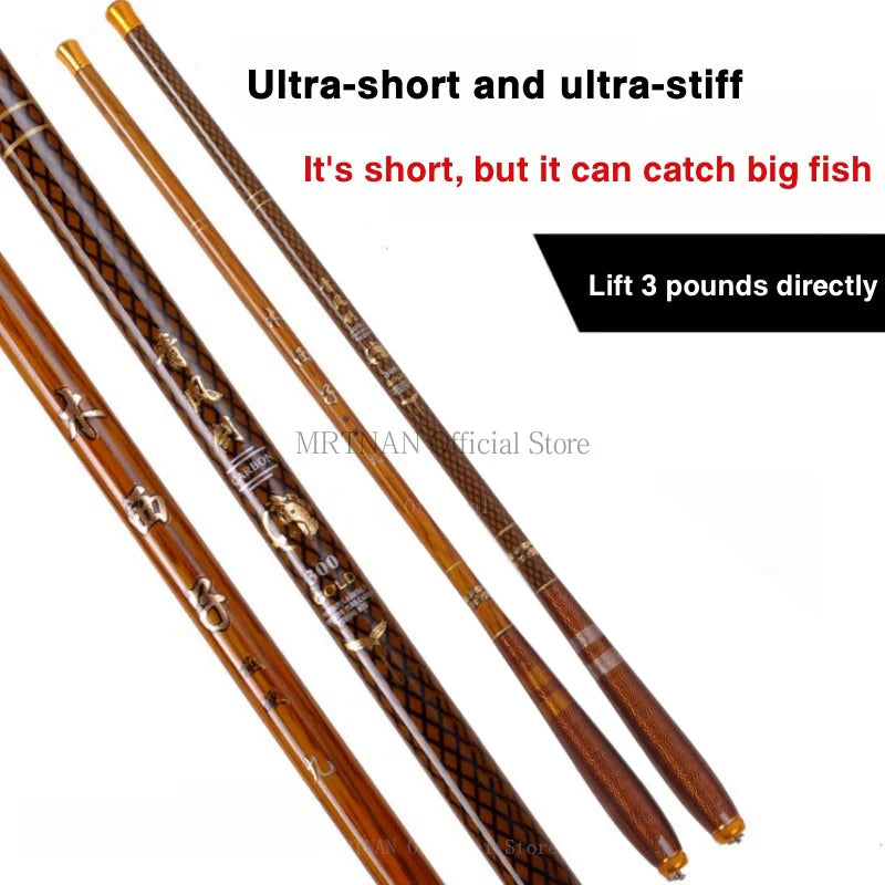 1.8m-6.3m Portable Telescopic Fishing Rod Hard-adjusted Carbon Short Sections Hand-Sea Dual-Use Hand Rod Fishing Gear
