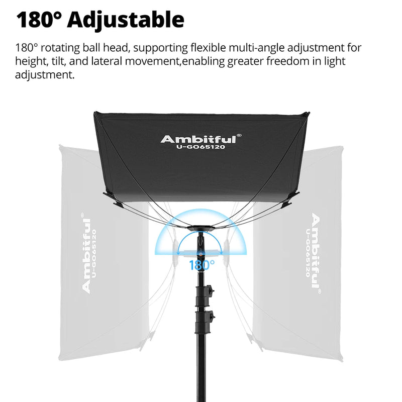 AMBITFUL UGO 65*120cm 3in1 Quick-release U-shape Reflector Kit With 280cm KS-280 Air Cushion Light Stand Studio Ourdoor Kit