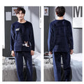 Cartoon Cute Dog Letter Print Men's Pajamas Set Cotton Soft Autumn Winter New Men's Sleepwear Long Sleeve & Pants Korean Pajamas