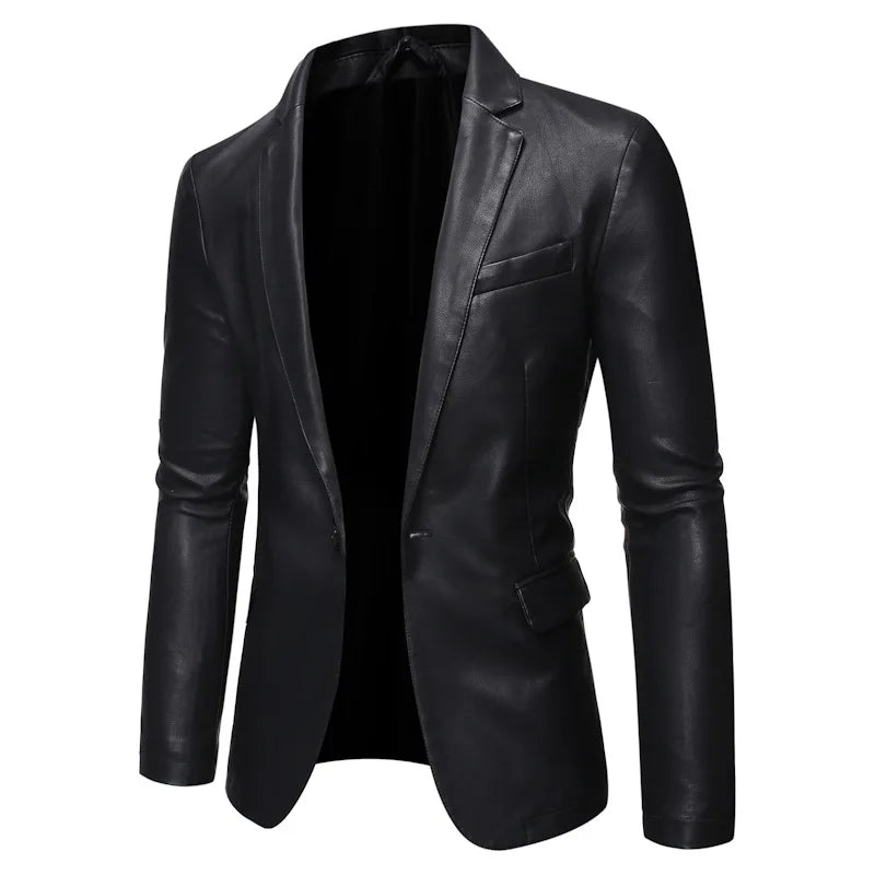 Spring and Autumn Men's Leather Clothing Suit Fashion Slim Fit Casual Jacket