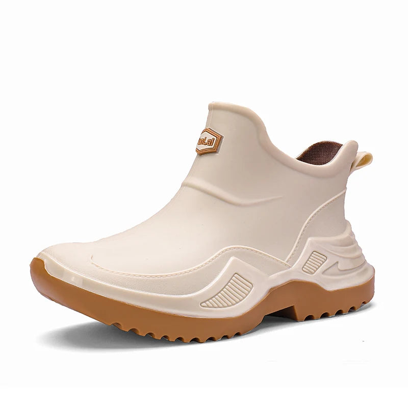 Men women's casual rain boots four seasons waterproof non-slip outdoor wading fishing water shoes car wash chef couple rain shoe
