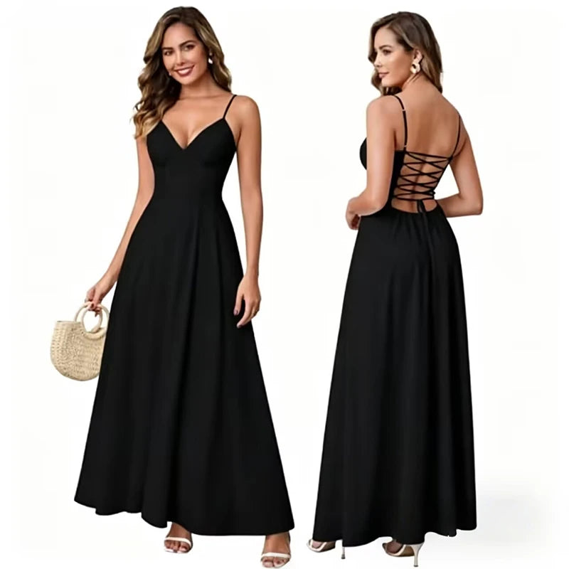 New Elegant Dress Spaghetti Strap Backless Corset Long | SAMAG