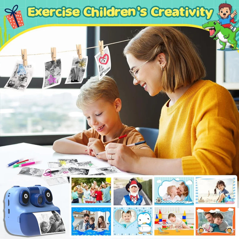 Digital Children Camera Mini Portable Thermal Printer Record Video HD Photography Instant Print Photo Educational Birthday Gifts