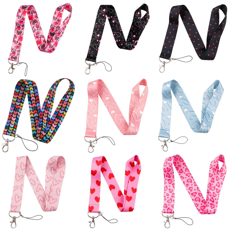 Heart Lanyard Simple Style Neck Strap for Key ID Card Cell Phone Straps Badge Holder DIY Hanging Rope Neckband Accessories