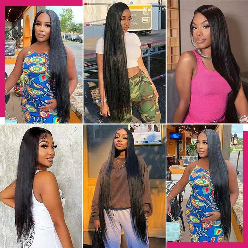 30 inch Lace Front Wig Straight Lace Frontal Wigs Pre Plucked 200% Density 13X4 Brazilian Human Hair Wig For Women Natural Black