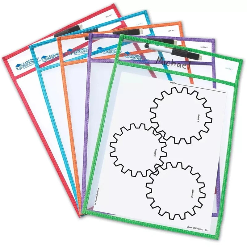 2-10pcs Document Storage Bag Reusable Waterproof Clear Color Random File Folder Dry Wiping Kids Drawing Board for School Office