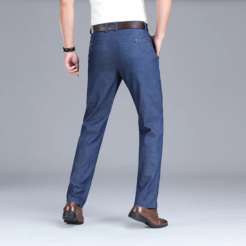 Men's Summer Thin Jeans Loose Stretch Large Size Ice Silk | SAMAG