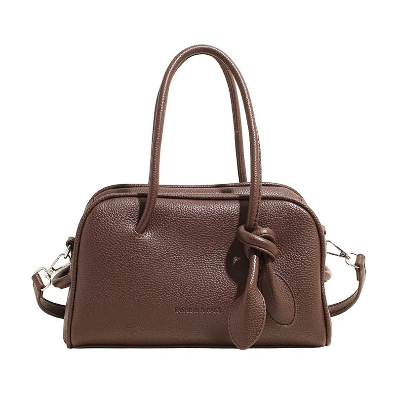 Women Boston Bag Large Capacity PU Leather Handbag Soft Casual Shoulder Bag Chic Daily Commuter Crossbody Tote Purse