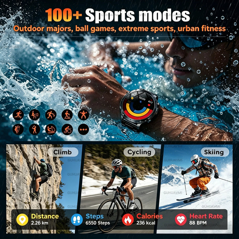 New 1400mAh Battery Sports Smart Watch 1.7” SOS+Flashlight Exercise Record Bluetooth Call Waterproof Health Watch For Android iO