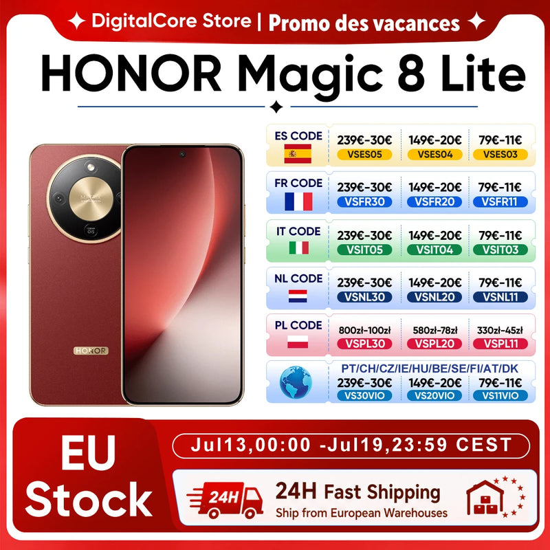 2026 New HONOR Magic8 Lite EU Version 5g Android Smartphone Mobile Phones amoed sbapdragon 6 Gen 4 7500mAh 108MP OIS AI Camera