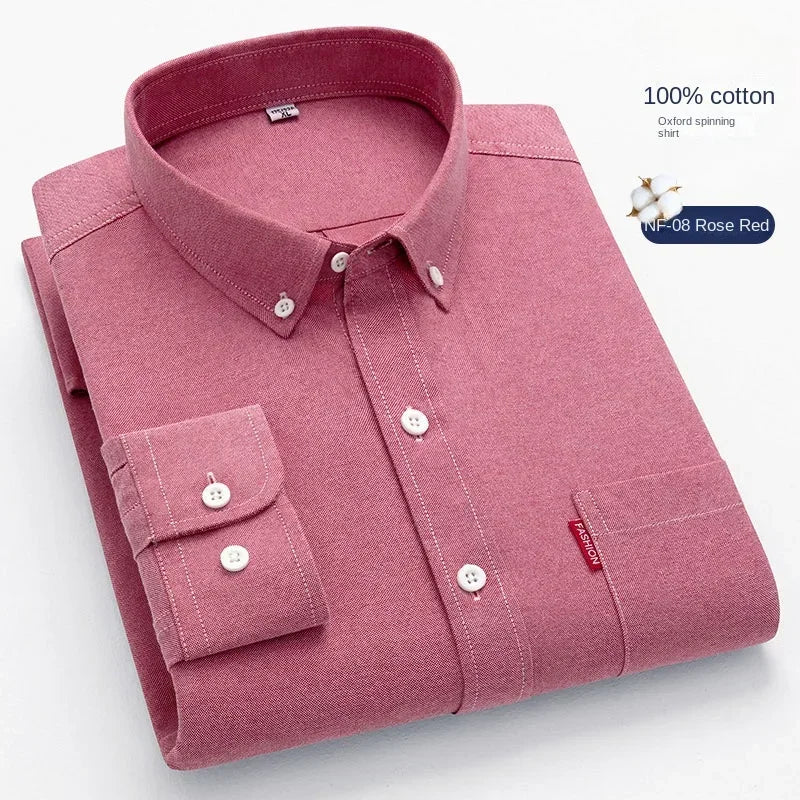 100% Pure Cotton Men's Solid Color Long Sleeve Shirt | SAMAG