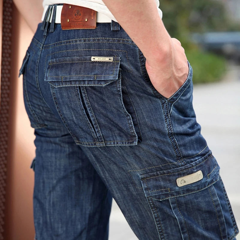 Men's Jeans Multi Pocket Denim Cargo Pants Oversized | SAMAG
