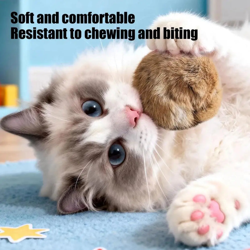 Cat Toy Ball Cat Bunny-kick Ball Furry Ball Cat Toy Soft Fluffy Rabbit Fur Pom Pom Balls Washable Indoor Exercise Toy for Cats