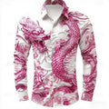 Multicolour Dragon Men's Long Sleeve Shirt Button Fashion | SAMAG