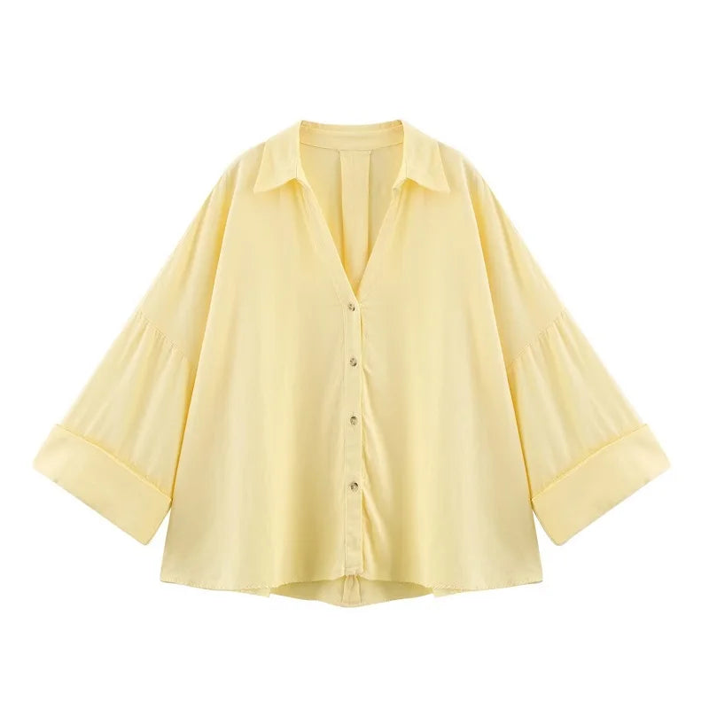 Striped Women's Shirt White Loose Casual for Summer - View 4 | SAMAG