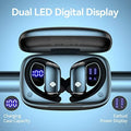 Wireless Earbuds Bluetooth Headphones 48hrs Play Back Sport Earphones with LED Display Over-Ear Buds with Earhooks Built-in Mic
