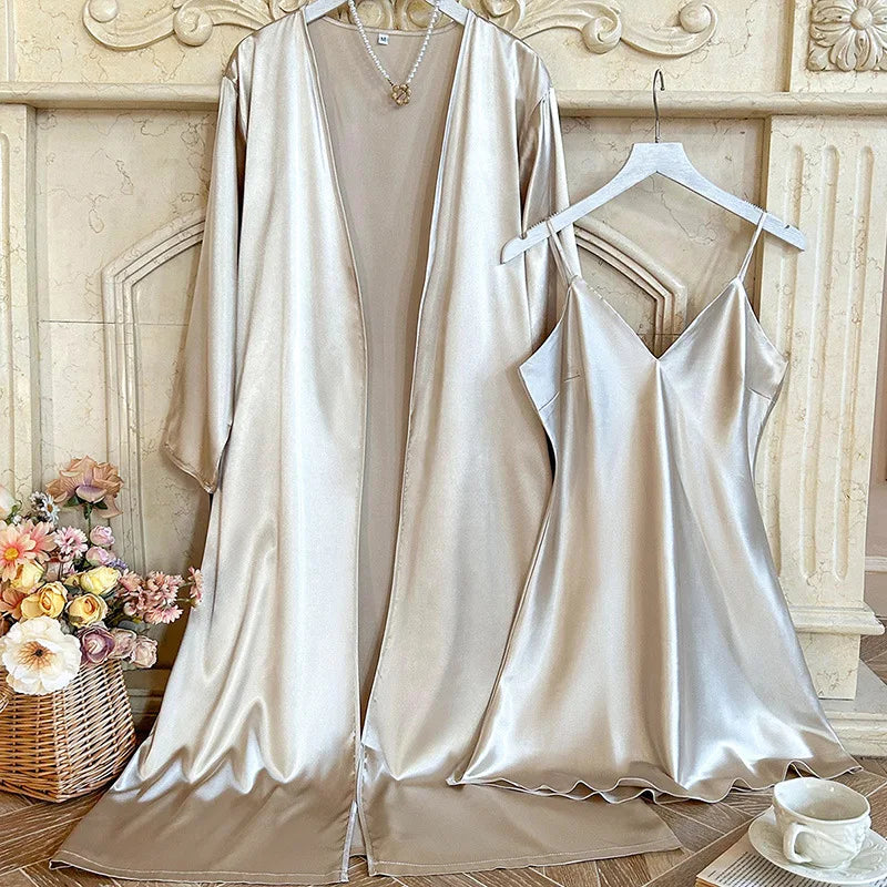 Bride Wedding Robe Dress Suit Women Rayon Bathrobe Gown | SAMAG