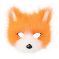 Faux Fur Fox Mask Furry Half Face Animal Cat Mask Halloween Cosplay Party Costume