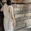 Handmade Shell Bag Woven Bucket Tassel Embroidery Hobo Shoulder Wooden Handle Handbag Evening Clutch Bag