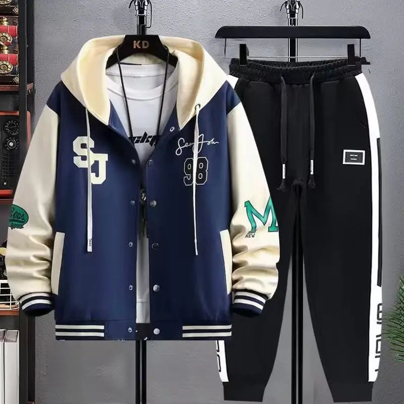 Men's Hooded Tracksuit Set Hoodie Jogger Pants 2 Piece Fashion Sports Wear Korean Popular Clothes Plus Size - View 10 | SAMAG