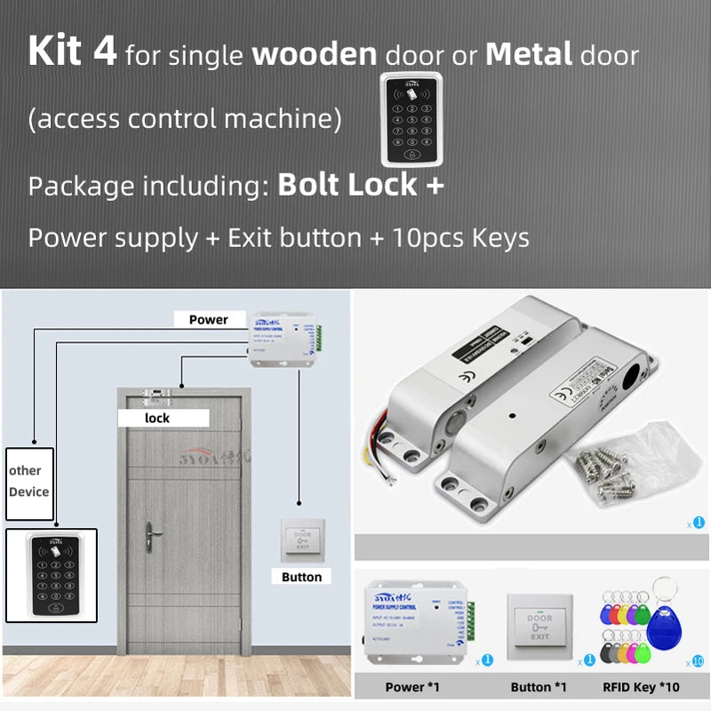 RFID Access Control System Electronic Gate Opener Home Garage Set Eletric Magnetic RFID Smart Door Lock Kit Automatic Controller