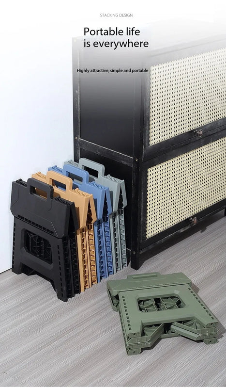 Folding Step Stool Strong Load-bearing Heavy-Duty Chair Travel Use Compact Collapsible Chair with Handle Camping Supplies