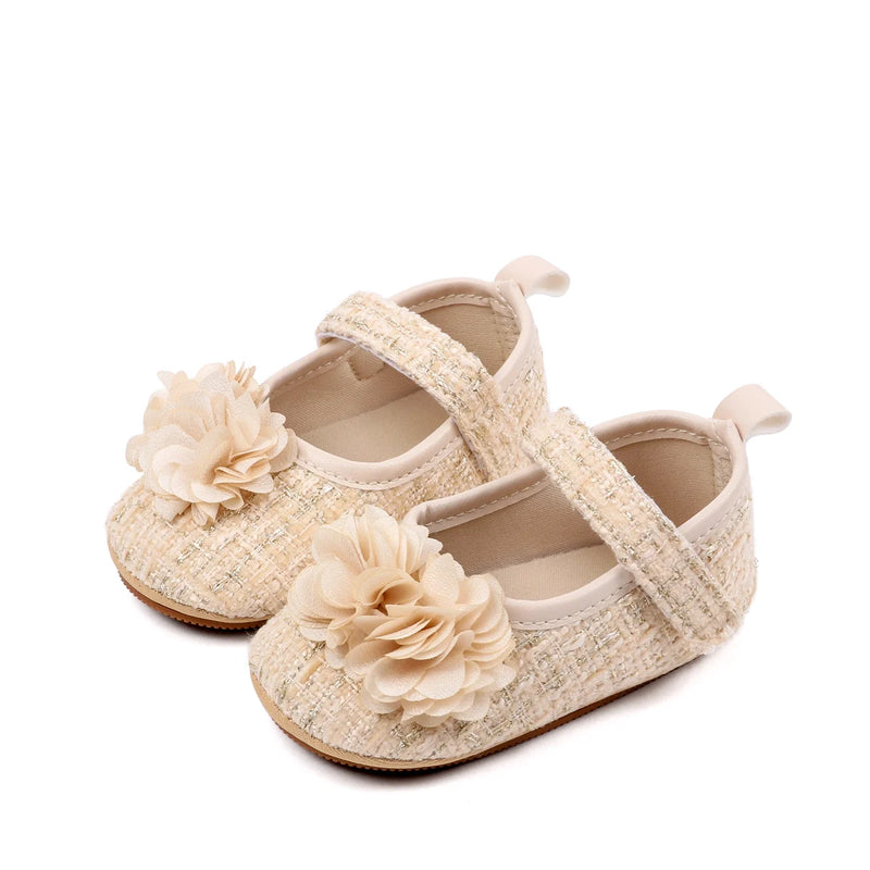 Spring And Autumn New Tweed Floral Baby Pre Walkers Breathable Anti-Slip Rubber Sole Soft Walking Infant Shoes for 0-18 Months
