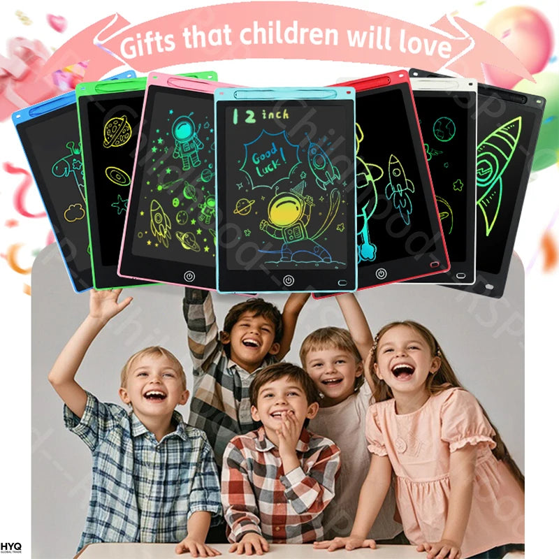Tablettes électroniques 12 pouces, blocs d’écriture LCD, tableaux à dessin graphiques numériques pour enfants
