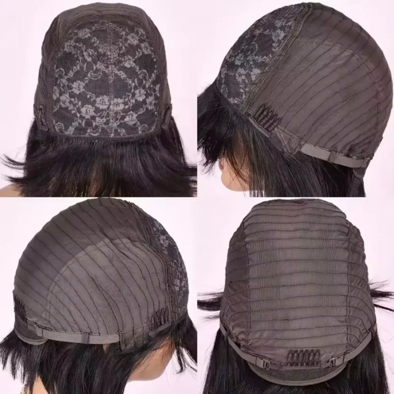 200% Density Full Machine Made Wig Pixie Cut Straight Brazilian Remy 100% Human Hair Wigs For Black Women Natural Color Wigs