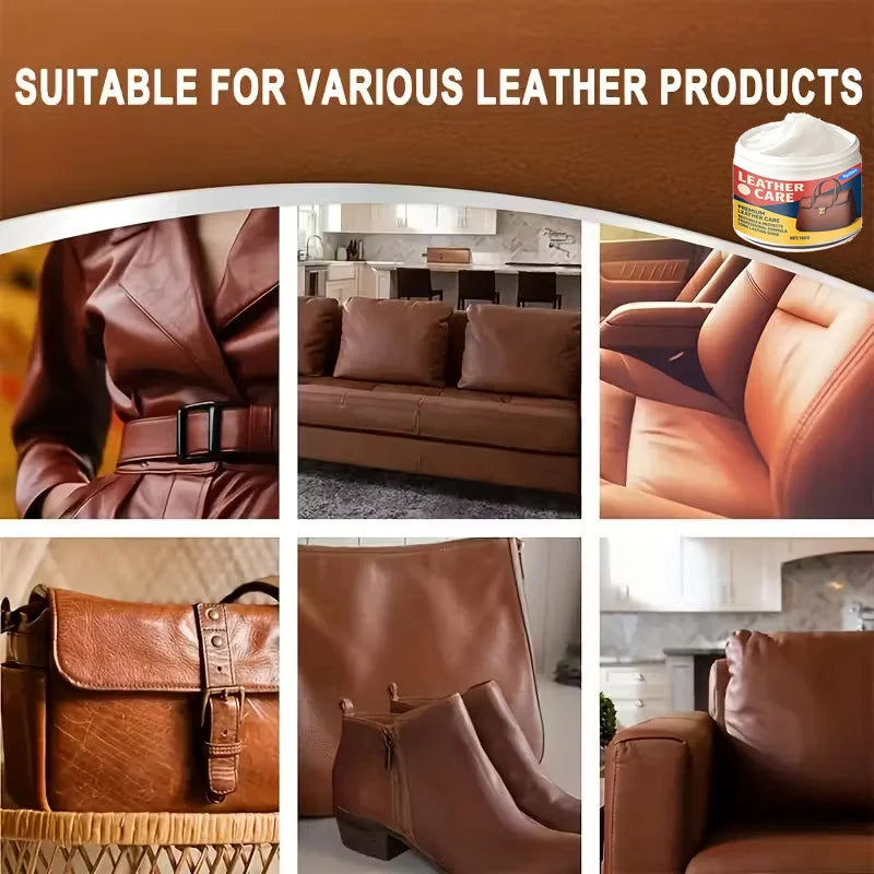 Leather Care Cream - Restorative & Protective Oil for Sofas, Bags & Shoes - Revives & Cares for Faded Leather, Shoe Care, 150g