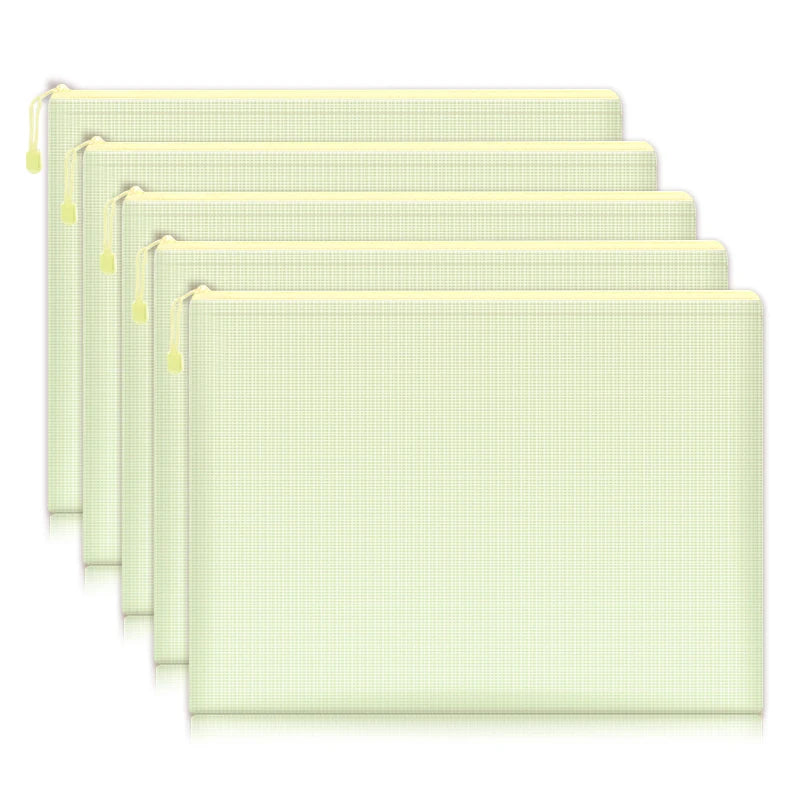 5Pcs, Waterproof Mesh Zipper Pouch, Document Bag, File Folders, A4, School, Office Supplies, Pencil Case, Storage Bags
