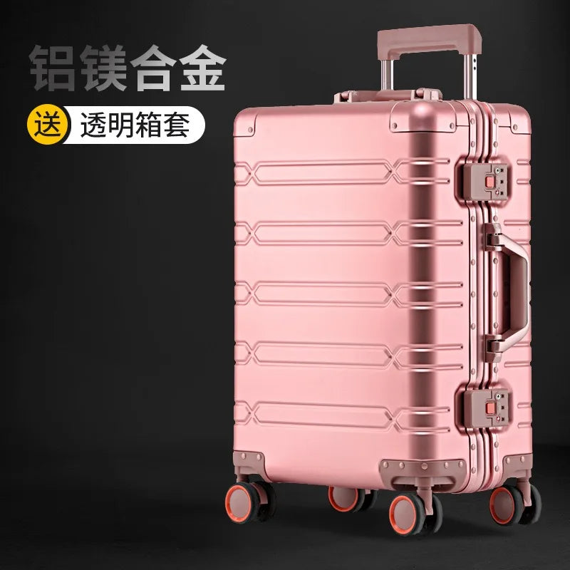 COLENARA All Aluminum Magnesium Alloy Luggage 20 Inch Cabin Rolling Metal Password Box 28 Inch Large Capacity Travel Suitcase