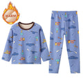 2-piece Autumn And Winter Children's Plush Thick Warm Home Underwear Set For Boys And Girls Fun And Cute Tops Comfortable Pants