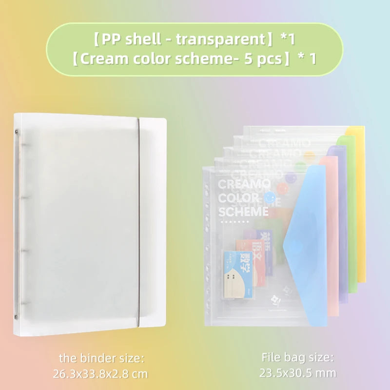 A4 Ring Binder 4-Hole Student Exam File Holder, Office Document Organizer with Detachable & Replaceable Inserts