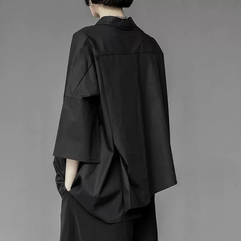 Spring Summer Women's Irregular Asymmetric Loose Button - View 3 | SAMAG
