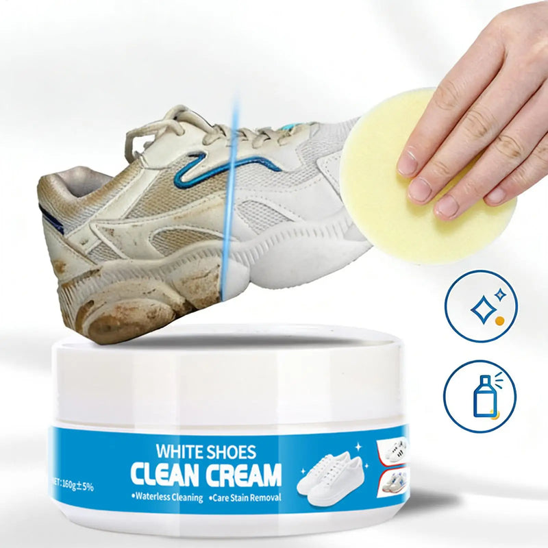 NEW White Shoe Cleaner Long-Lasting Cream With Sponge Nourishing Shoe Cleaning Stain Treater For Rubber Canvas Sole Stain