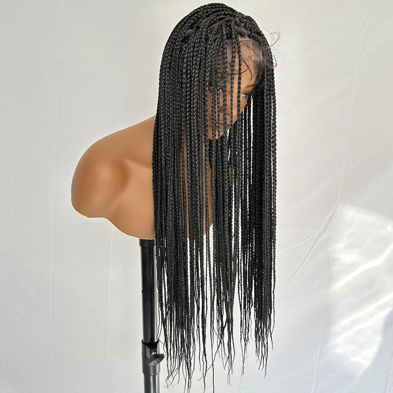 Braided Synthetic Hair Full Lace Wig 30 Inch Long Braided Wigs for Women High-Quality Braids in Black for Stylish Looks