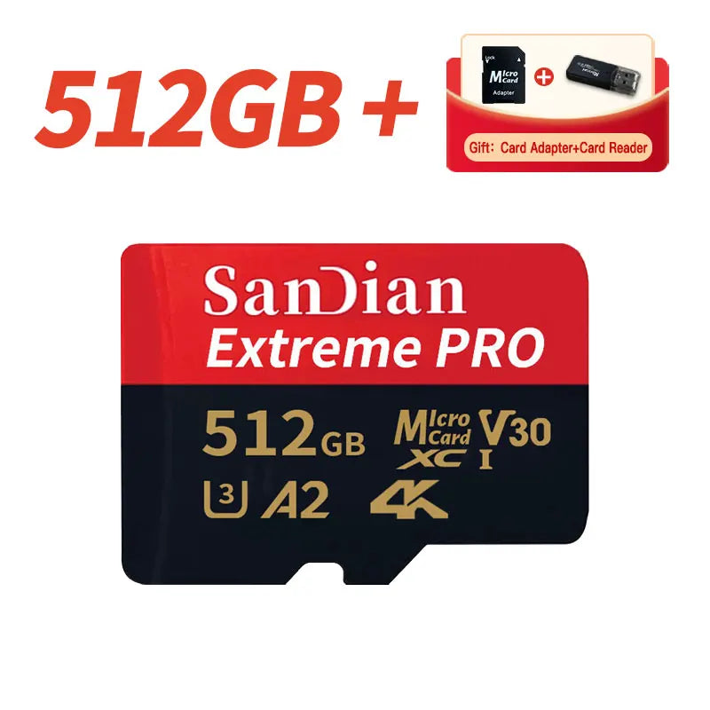 Memory Card Micro TF SD  Flash Card  A2 High Speed Mini SD Storage 128GB with Adapter for Phone camera