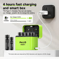 PALO 3400mWh Li-ion 1.5V AA and AAA Rechargeable Batteries with 8-channel magnetic flip charger for 1.5V 2A 3A Lithium Batteries