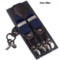 Men's Casual Fashion Leather Suspenders Adjustable High Quality Belt Strap Braces with 6 Clips