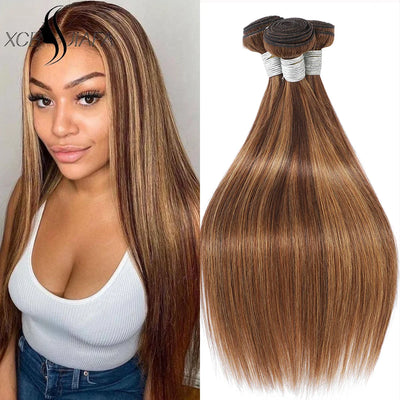32 Inch Honey Blonde Straight Bundles P4/27 Highlight | SAMAG