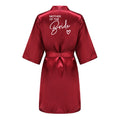 Wedding Party Team Bride Robe Kimono Satin Pajamas Bridesmaid Bathrobe With White Letters YE8171