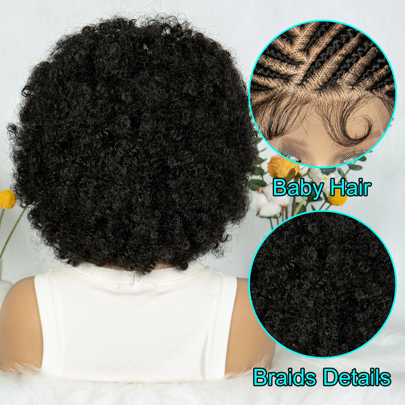 KIMA New Box Braided Wig Synthetic Full Lace Wigs Short Lengths for Black Women Men Braided Wig With Baby Hair Box Braiding Wigs