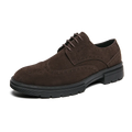 Fashion New Low Heels Pointed Suede Leather Brogue Oxford Shoes New Bussiness Thick Soled Causal Soft Daily Male Footwear Shoes