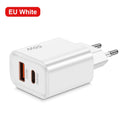 55W PD Fast USB Charge Charger 2 Ports EU US Plug Wall Charger Adapter For iPhone Xiaomi Huawei Samsung USB C Phone Charger