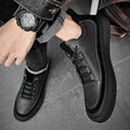 British Style Men Casual Leather Thick Bottom Shoes Outdoor Walking Shoes Antiskid New Lightweight Designer Office Driving Shoes