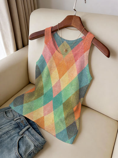 Women's Knitted Top, Summer Round - Neck Vest, Retro | SAMAG
